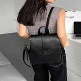 Black leather women's backpack